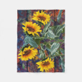 Rustikale Herbstblätter und Sonnenblumen Fleecedecke (Vorderseite)