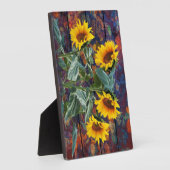 Rustikale Herbstblätter und Sonnenblumen Fotoplatte (Seite)