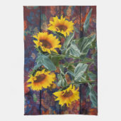 Rustikale Herbstblätter und Sonnenblumen Geschirrtuch (Vertikal)