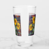 Rustikale Herbstblätter und Sonnenblumen Glas (Rechts)