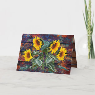 Rustikale Herbstblätter und Sonnenblumen Karte