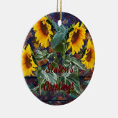 Rustikale Herbstblätter und Sonnenblumen Keramik Ornament (Rechts)
