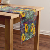 Rustikale Herbstblätter und Sonnenblumen Kurzer Tischläufer (Beispiel)