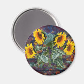 Rustikale Herbstblätter und Sonnenblumen Magnet (Vorderseite/Rückseite)
