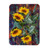 Rustikale Herbstblätter und Sonnenblumen Magnet (Vertikal)