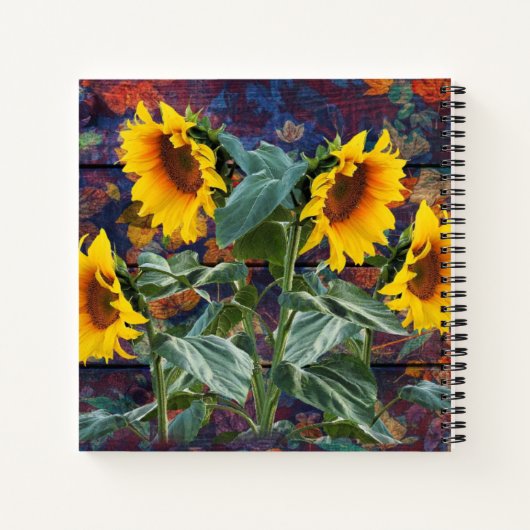 Rustikale Herbstblätter und Sonnenblumen Notizblock (Rückseite)