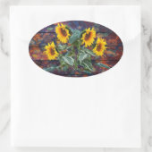 Rustikale Herbstblätter und Sonnenblumen Ovaler Aufkleber (Tasche)