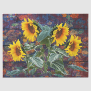 Rustikale Herbstblätter und Sonnenblumen Seidenpapier