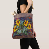 Rustikale Herbstblätter und Sonnenblumen Tasche (Von Nahem)