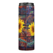 Rustikale Herbstblätter und Sonnenblumen Thermosbecher (Rückseite)