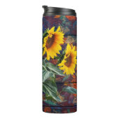 Rustikale Herbstblätter und Sonnenblumen Thermosbecher (Nach rechts gedreht)
