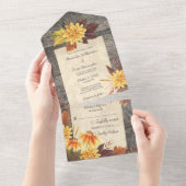 Rustikale HerbstBlume auf Holz All In One Einladung (Abreißen)