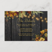 Rustikale Herbstblumen Hochzeitsgäste Details Begleitkarte (Vorderseite)
