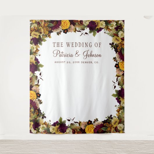 Rustikale Herbstblumen Hochzeitssaison Foto Stand Wandteppich (Vorderseite)