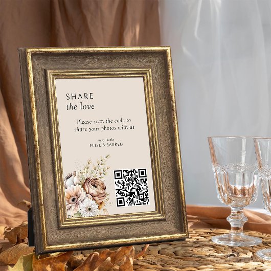 Rustikale Herbstblumen QR-Code Foto-Sharing-Karte Einladung