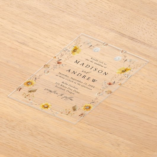 Rustikale Herbstblumen und Wildblumen Hochzeiten Acryleinladungen (Ablage )
