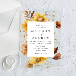 Rustikale Herbstblumen und Wildblumen Hochzeiten Acryleinladungen