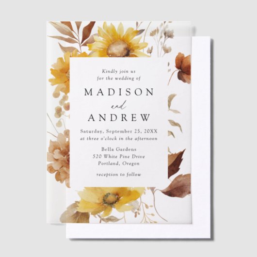 Rustikale Herbstblumen und Wildblumen Hochzeiten Pergament Einladungen (Versetzt)