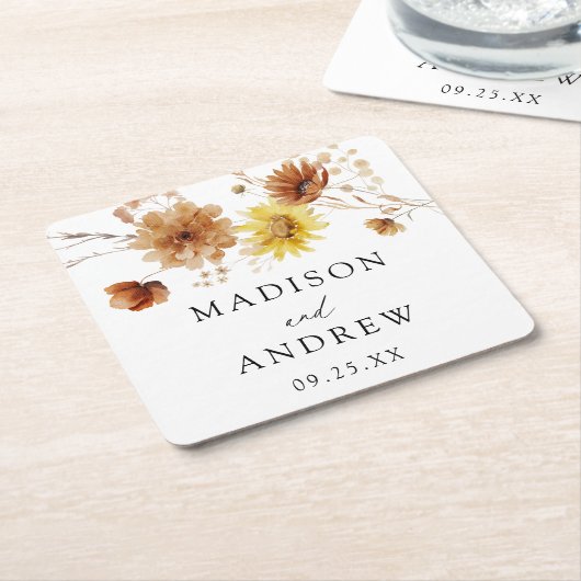 Rustikale Herbstblumen und Wildblumen Hochzeiten Rechteckiger Pappuntersetzer (angewinkelt)