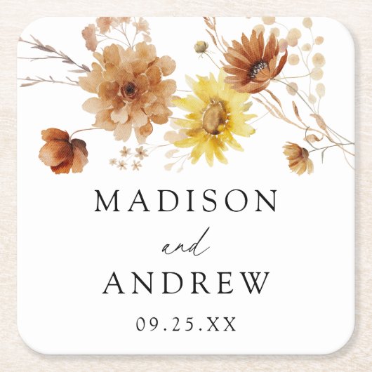 Rustikale Herbstblumen und Wildblumen Hochzeiten Rechteckiger Pappuntersetzer (Vorderseite)
