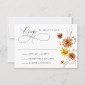 Rustikale Herbstblumen und Wildblumen Hochzeiten RSVP Karte (Vorderseite)