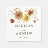 Rustikale Herbstblumen und Wildblumen Hochzeiten Serviette (Vorderseite)