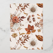 Rustikale Herbstblumenhochzeit Gold Folieneinladung (Rückseite)