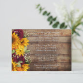 Rustikale Herbstblumenkarte für Hochzeiten Begleitkarte (Stehend Vorderseite)