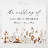 Rustikale Herbstblumenwiese Schaumweinetikett (Einzelnes Label)