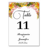 rustikale Herbstblumenzausgabe Tischnummer (Vorderseite)