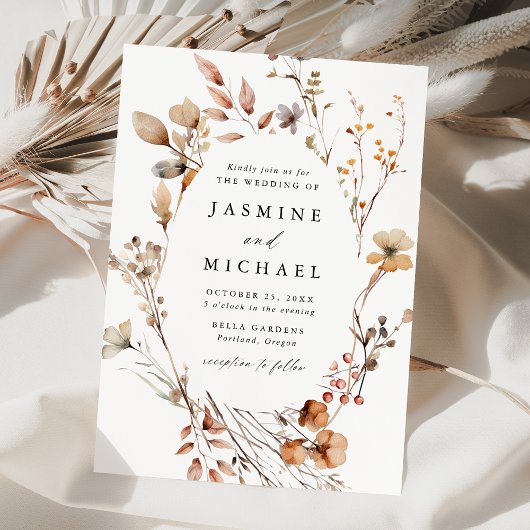 Rustikale Herbstblumenzeremonie Einladung