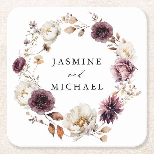 Rustikale Herbstblumenzeremonie Rechteckiger Pappuntersetzer (Vorderseite)