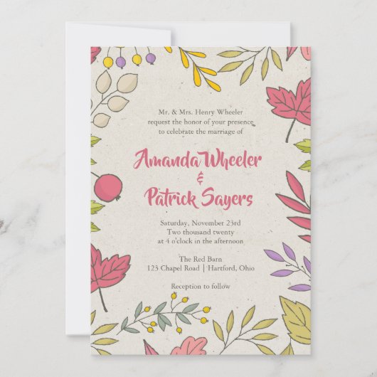 Rustikale Herbstblüte Einladung (Vorderseite)