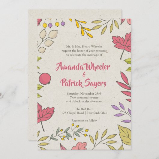 Rustikale Herbstblüte Einladung (Vorne/Hinten)