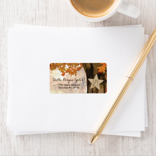 Rustikale Herbstblüte Twinkle Lights Hochzeit Adressaufkleber (Insitu)