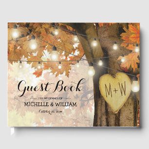 Rustikale Herbstblüte Twinkle Lights Hochzeit Gästebuch