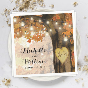 Rustikale Herbstblüte Twinkle Lights Hochzeit Serviette