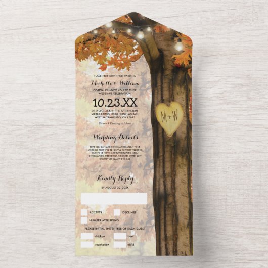 Rustikale Herbstblüten All In One Einladung (Innen Boden)