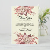 Rustikale Herbstblüten Cremes Hintergrund Wasserfa Dankeskarte (Stehend Vorderseite)