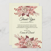 Rustikale Herbstblüten Cremes Hintergrund Wasserfa Dankeskarte (Vorne/Hinten)