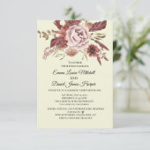 Rustikale Herbstblüten Cremes Hintergrund Wasserfa Einladung (Stehend Vorderseite)