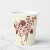 Rustikale Herbstblüten Cremes Hintergrund Wasserfa Pappbecher (Vorderseite)