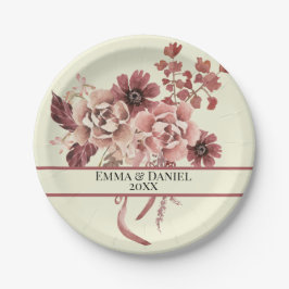 Rustikale Herbstblüten Cremes Hintergrund Wasserfa Pappteller