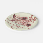 Rustikale Herbstblüten Cremes Hintergrund Wasserfa Pappteller (Schrägansicht)