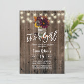 Rustikale Herbstblütendusche Jar Barn Girl Einladung (Stehend Vorderseite)