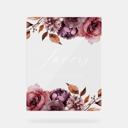 Rustikale Herbstblütenfavoriten Gastgeschenke Hoch Acrylschild (Vorderseite)