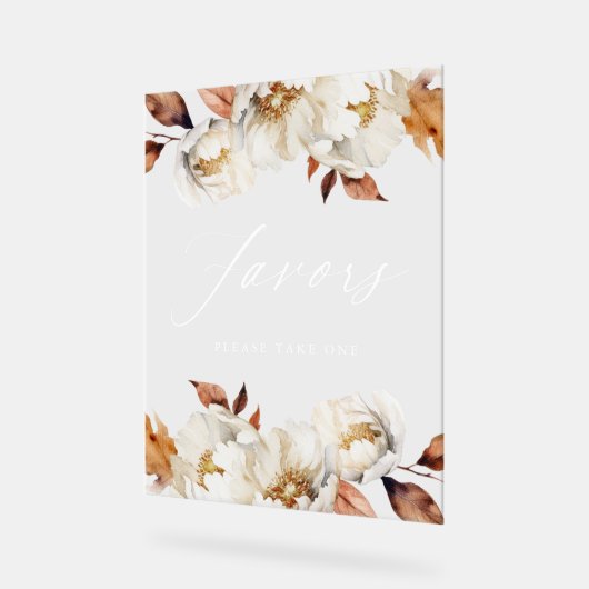 Rustikale Herbstblütenfavoriten Gastgeschenke Hoch Acrylschild (Winkel)