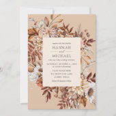 Rustikale Herbstblütenhochzeit-Blätter Einladung (Vorderseite)
