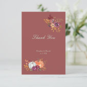 Rustikale Herbstblütenhochzeit Dankeskarte (Stehend Vorderseite)