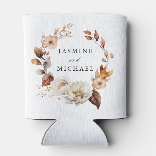 Rustikale Herbstblütenhochzeit Dosenkühler (Rückseite)